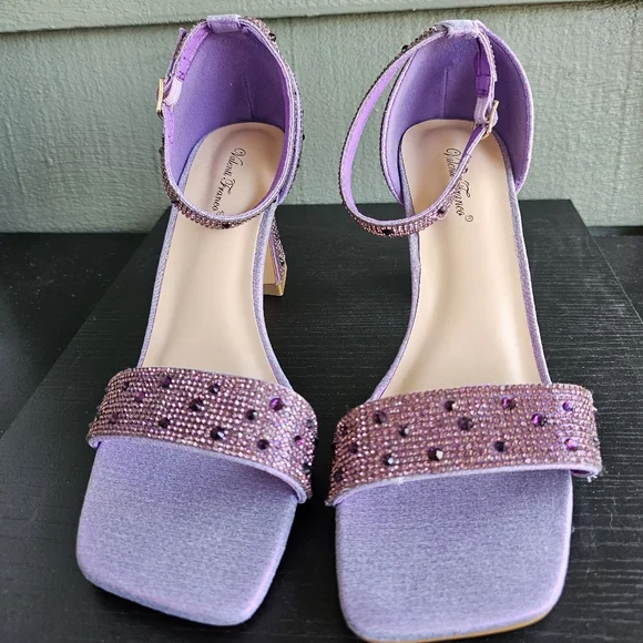 Valenti Franco Izetta-1 Purple Rhinestones Heel Dress Shoes Women's Size 9 - Picture 2 of 7